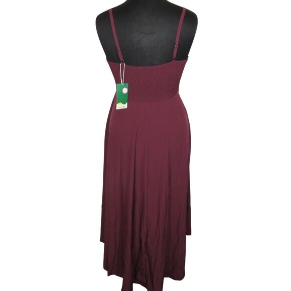 Halara Smocked Back Wrap Look Flowy High Low Maxi Dress Amaranth Size XL - Picture 2 of 11